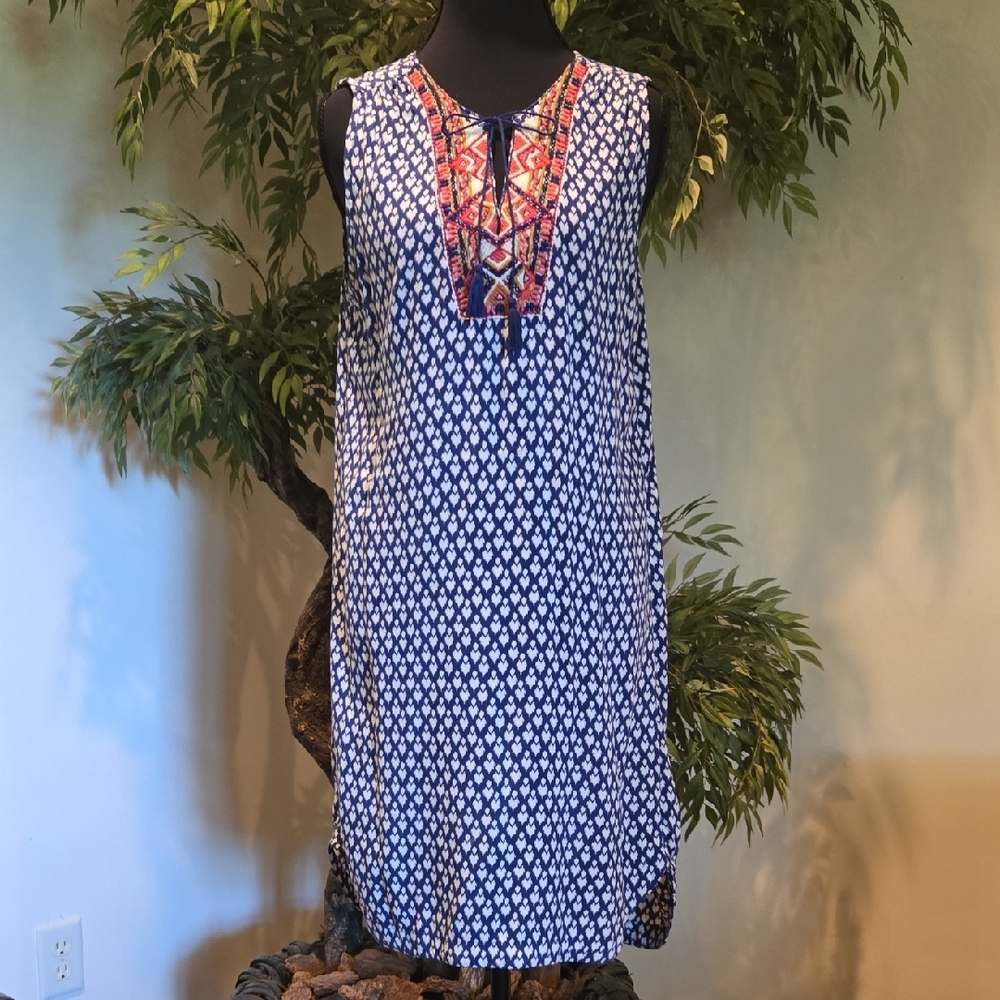 🔥🔥beachlunchlounge Blue and Red Patterned Dress